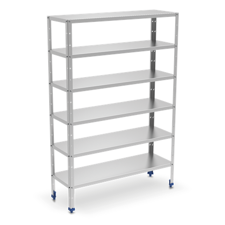 Estantería inox de 6 niveles con estantes de 0,8 mm de espesor 1200x600x1750 mm