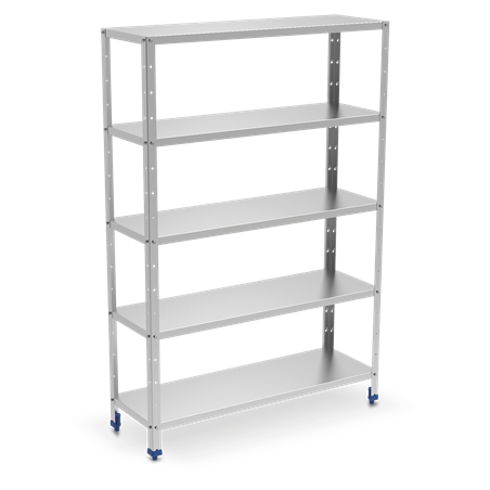Estantería inox 5 niveles con estantes de 0,8 mm de espesor 1400x500x1750 mm