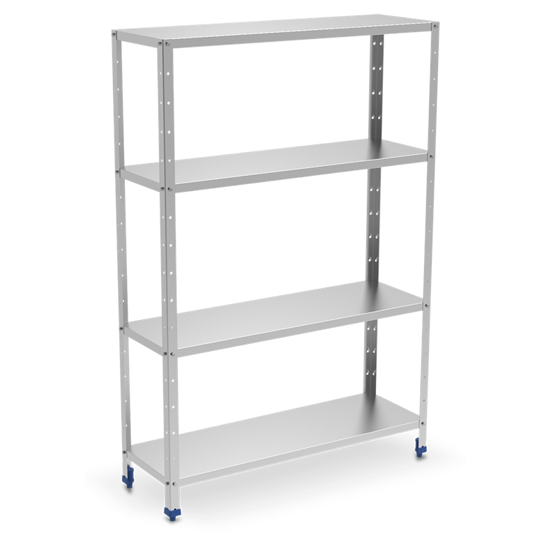 Estantería inox de 4 niveles con estantes de 0,8 mm de espesor 1200x500x1750 mm