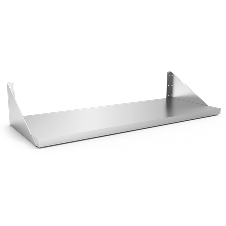 Estante inox mural con cartelas vueltas 1200x500 mm