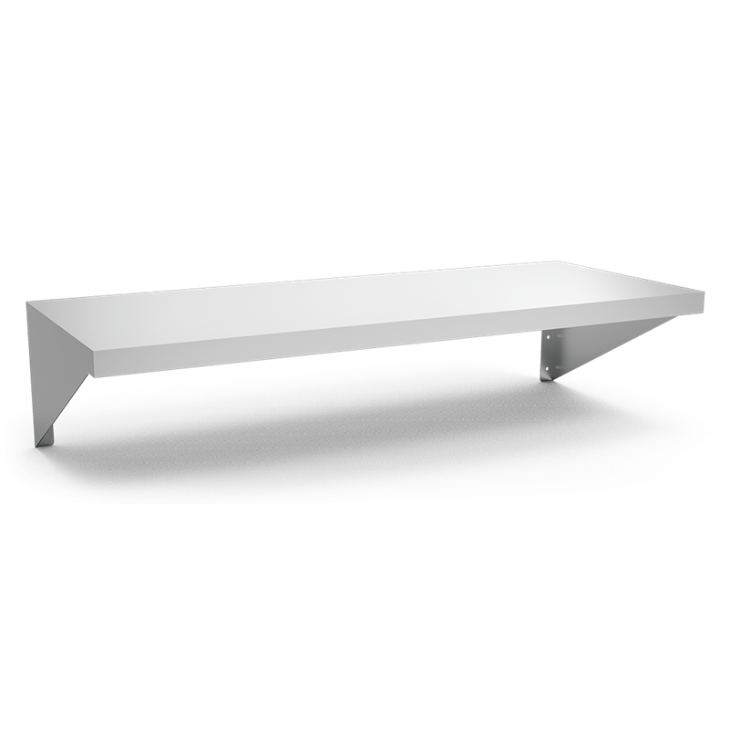 Estante inox mural con cartelas rectas 1200x300 mm