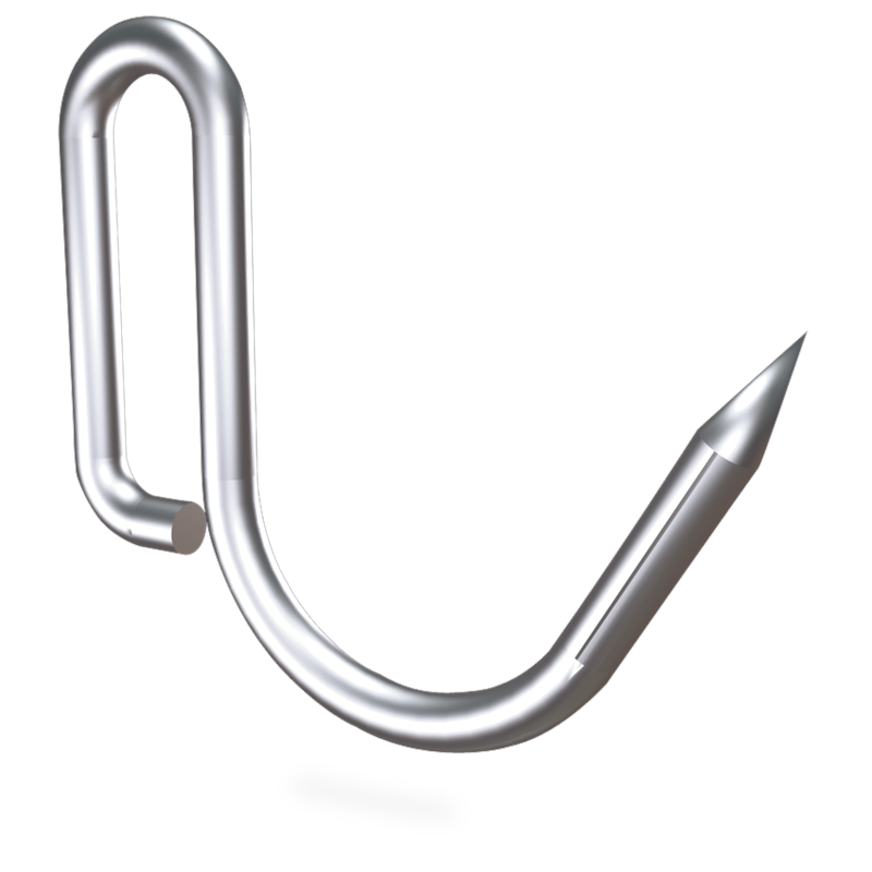Gancho de varilla inox modelo "J" con pestaña