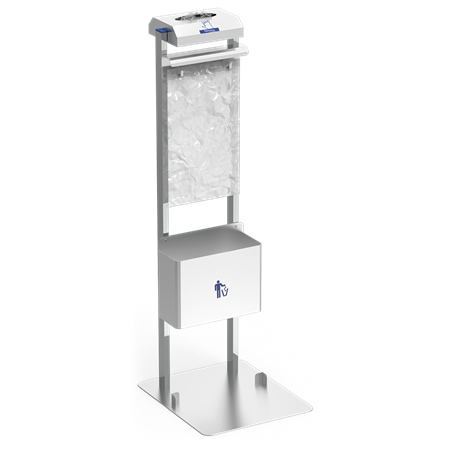 Conjunto dispensador de guantes y bolsas colgantes con papelera