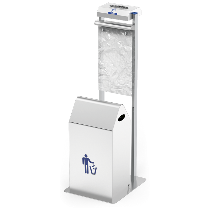 Conjunto dispensador de guantes y bolsas colgantes con Papelera basculante