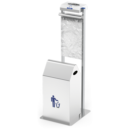 Conjunto dispensador de guantes y bolsas colgantes con Papelera basculante