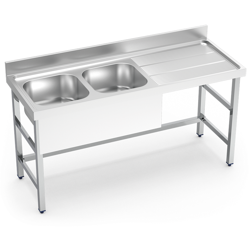 Fregadero con soporte 2C,ED 1800x600x850 mm. Dimensiones cubeta 600x500x320 mm.