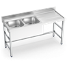 Fregadero con soporte 2C,ED 1800x600x850 mm. Dimensiones cubeta 600x500x320 mm.