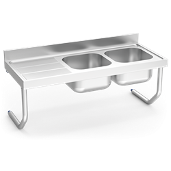 Fregadero colg.c/palomillas 2C,EI 1800x700x320 mm.