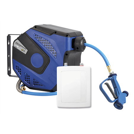 Grifo manguera 13 mts con calentador de agua instantáneo 35º a 50º