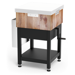 Tajo negro md-fb bl c/faldón c/ent 525x500x805 con sistema de elevación y cuchillero Regulación 805/1005 mm.