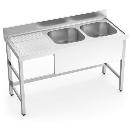 Fregadero con soporte 2C,EI 1800x700x850 mm.