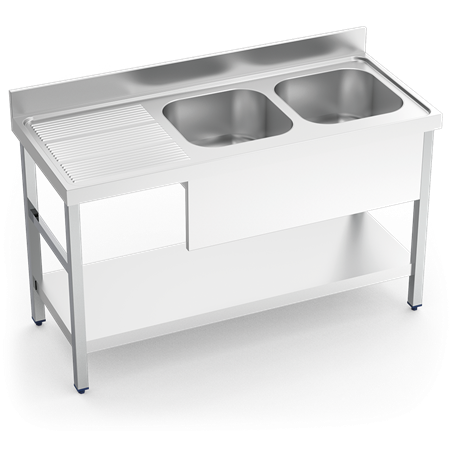 Fregadero c/soporte c/entre.2C,EI 1800x700x850 mm.