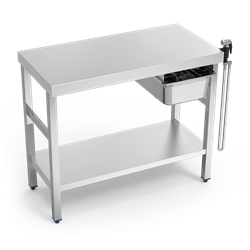 Mesa para cocción de marisco c/entrepaño 1095x530x850 mm.