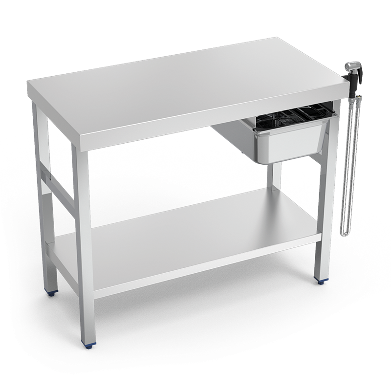 Mesa para cocción de marisco c/entrepaño 1095x530x850 mm.