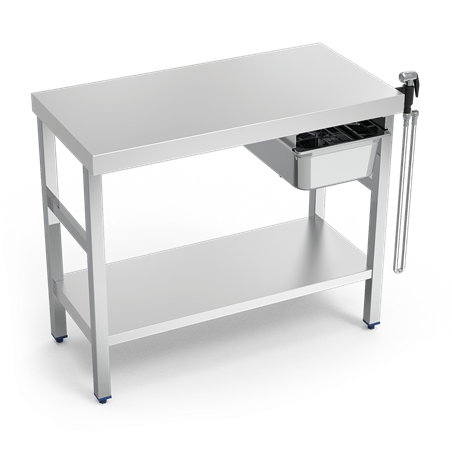 Mesa para cocción de marisco c/entrepaño 1095x530x850 mm.