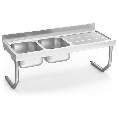 Fregadero colg.c/palomillas 2C,ED 1800x600x320 mm. Dimensiones cubeta 600x500x320 mm.