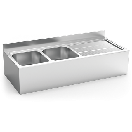 Fregadero colg.c/faldón 2C,ED 1800x600x320 mm. Dimensiones cubeta 600x500x320 mm.