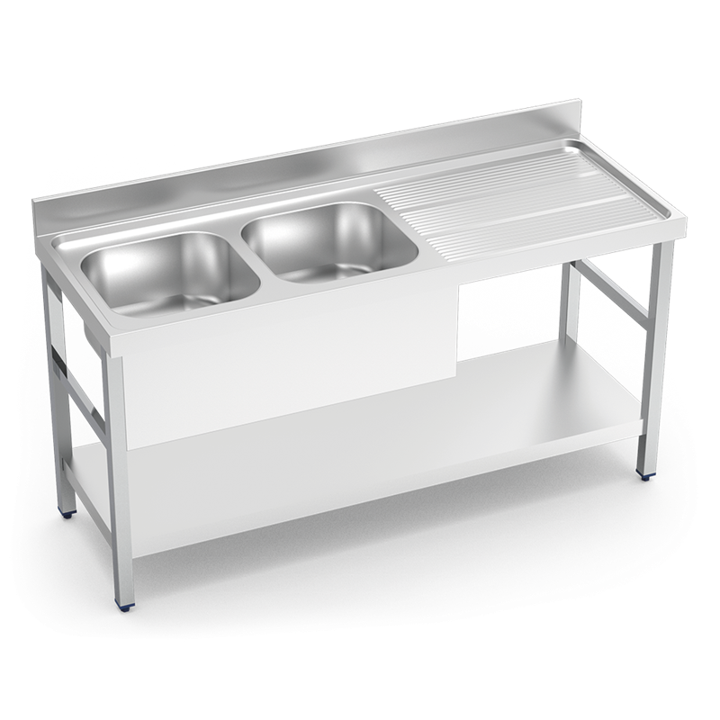 Fregadero c/soporte c/entre.2C,ED 1800x700x850 mm. Dimensiones cubeta 600x500x300 mm.