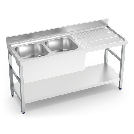 Fregadero c/soporte c/entre.2C,ED 1800x700x850 mm. Dimensiones cubeta 600x500x300 mm.