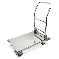Carro de plataforma inox con asa retráctil