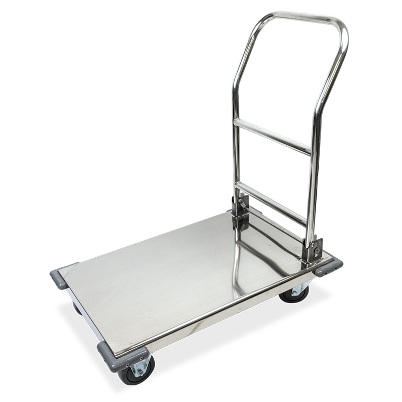 Carro de plataforma inox con asa retráctil