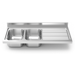 Fregadero 1800x700 2 cubetas y 1 escurridor dcha. Dimensiones cubeta 600x500x300 mm.