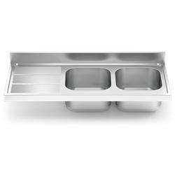 Fregadero 1800x600 2 cubetas y 1 escurridor izqda. V