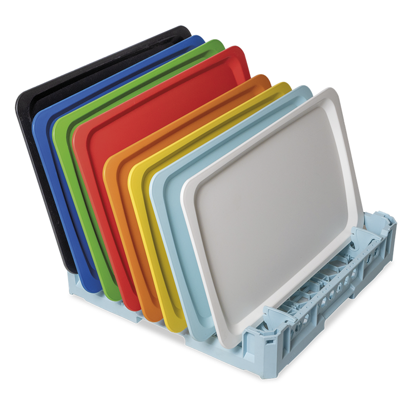 Cesta de lavavajillas para bandejas azul claro 500x500x100 mm.