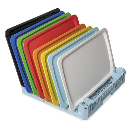 Cesta de lavavajillas para bandejas azul claro 500x500x100 mm.