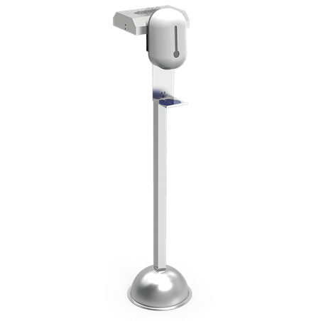 Columna con dispensador de gel hidroalcohólico y guantes