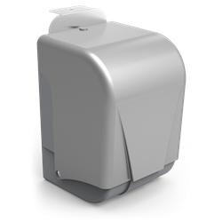 Dispensador papel mecha adosado a columna de dispensador de gel hidroalcohólico