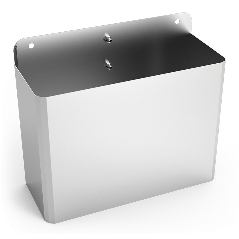 Papelera adosada a columna de dispensador de gel hidroalcohólico