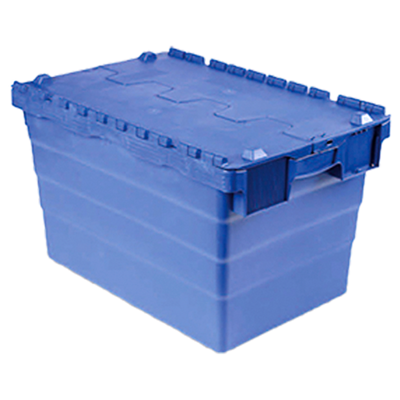 Caja de reparto con tapa integrada azul 77 lts. 600x400x410 mm.