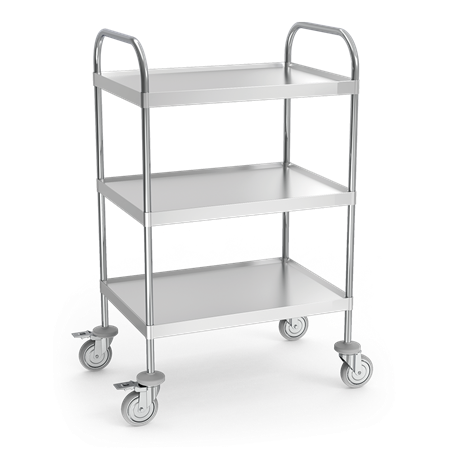 Carro de servicio con 3 entrepaños 835x615x1275 mm.