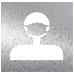 Pictograma inoxidable "Uso obligatorio mascarilla" 120x120x1.5 mm.