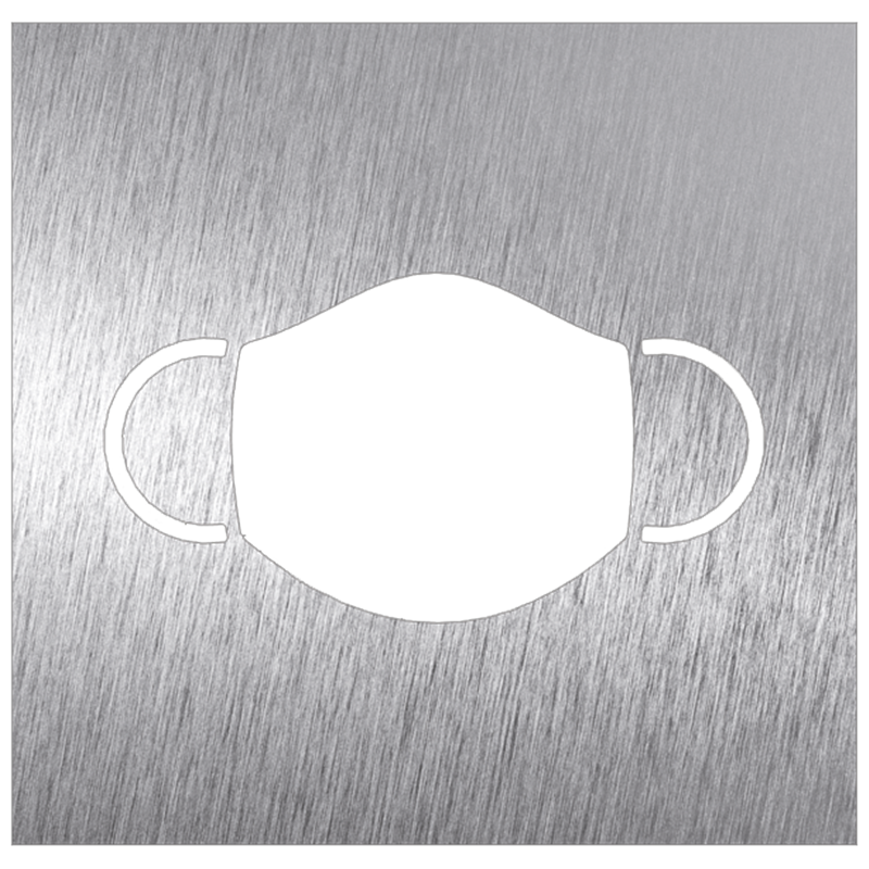 Pictograma inoxidable "Puesto de mascarilla" 120x120x1.5 mm.