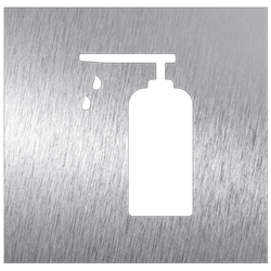 Pictograma inoxidable "Puesto de gel hidroalcohólico" 120x120x1.5 mm.