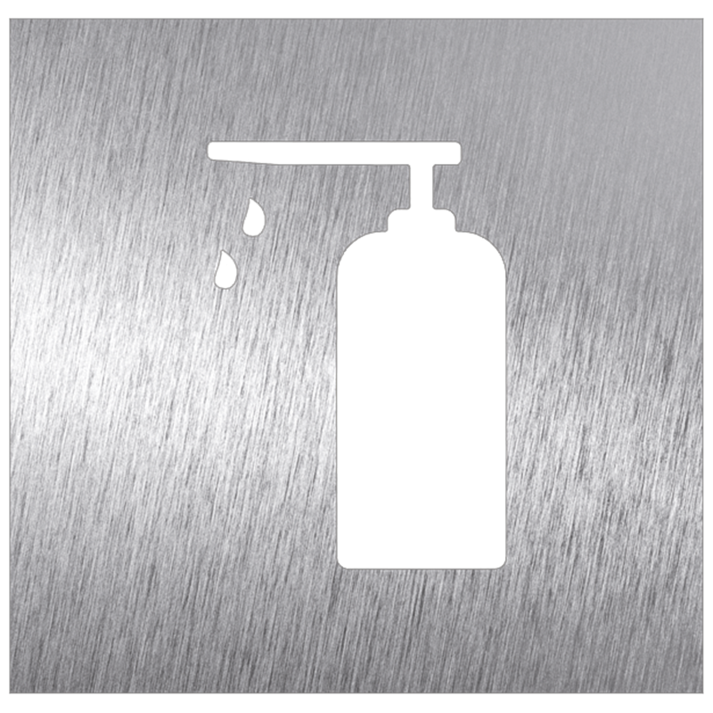 Pictograma inoxidable "Puesto de gel hidroalcohólico" 120x120x1.5 mm.