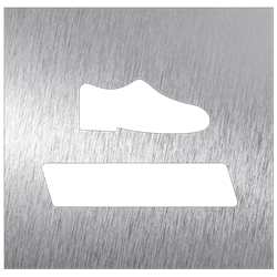 Pictograma inoxidable "Limpeza de zapatos" 120x120x1.5 mm.