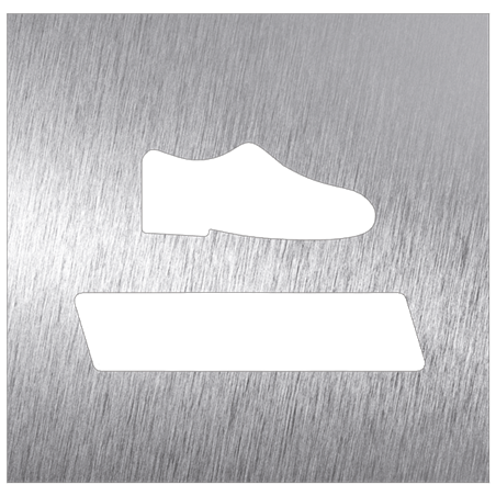 Pictograma inoxidable "Limpeza de zapatos" 120x120x1.5 mm.