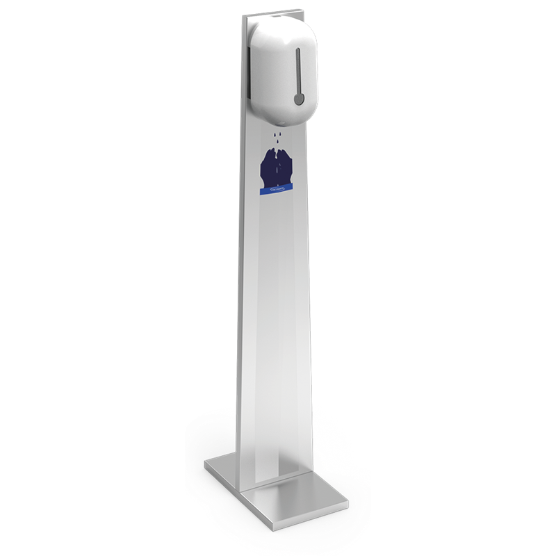 Columna de acero inox con jabonera electrónica