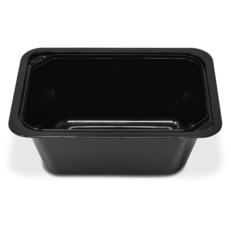 Contenedor negro Take Away rectangular con tapa