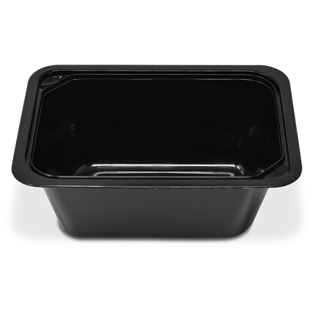 Contenedor negro Take Away rectangular con tapa