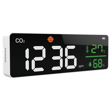 Medidor mural de CO2, temperatura y humedad 270x35x90 mm.