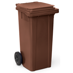 Contenedor de desperdicios con tapa y ruedas marrón 120 lts.