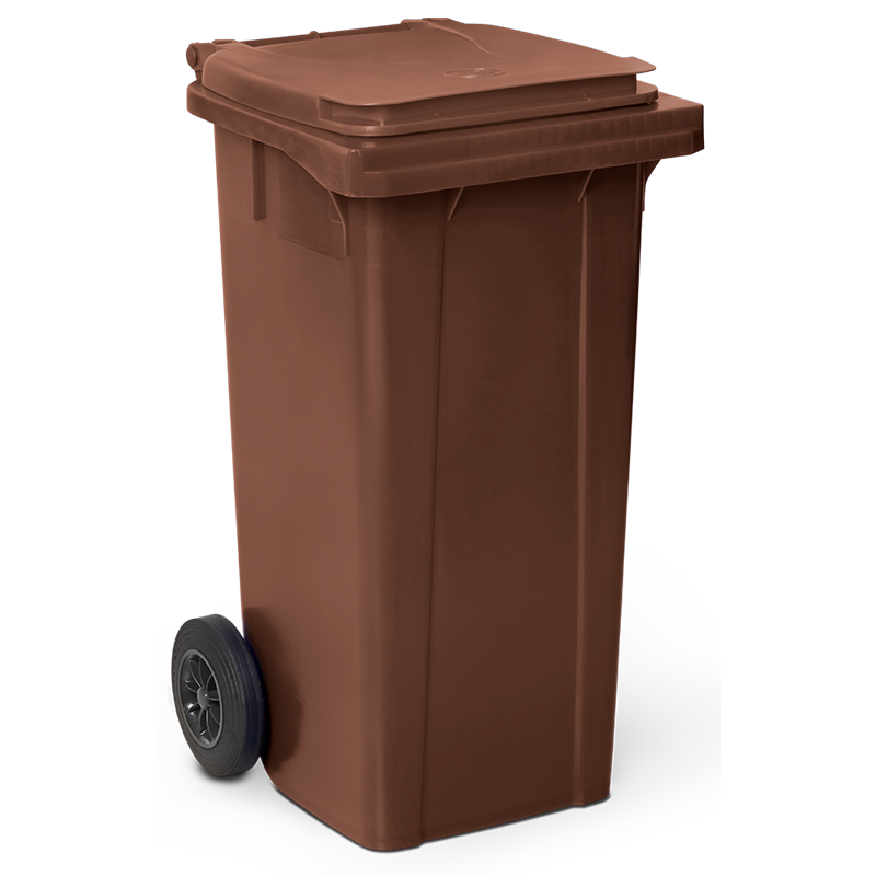 Contenedor de desperdicios con tapa y ruedas marrón 120 lts.
