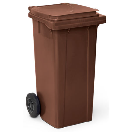 Contenedor de desperdicios con tapa y ruedas marrón 120 lts.