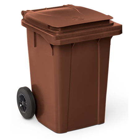 Contenedor de desperdicios con tapa y ruedas marrón 60 lts.