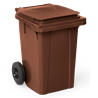 Contenedor de desperdicios con tapa y ruedas marrón 60 lts.