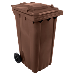 Contenedor de desperdicios con tapa y ruedas marrón 240 lts.